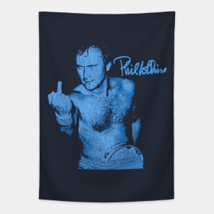 Funny Phil Collins Fan Art Blue Tapestry