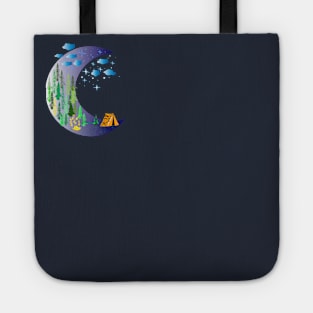 camping on moon life Tote