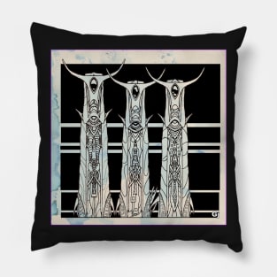 Three Masked Figures of Mystery Pillow