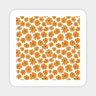 Diseño Digital floral en blanco y naranja Magnet