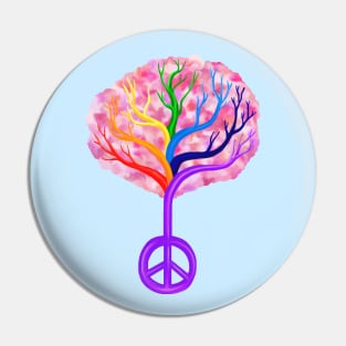 Cherry Blossom Rainbow Peace Tree Pin