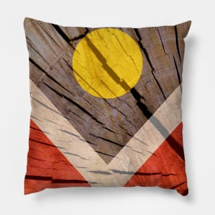 Wood flag of Denver Pillow