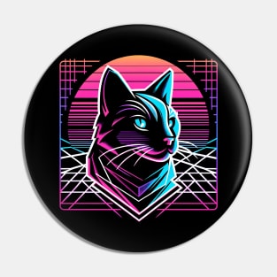 Synthwave cat Pin