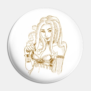 Smiling Medusa Brown Design Pin