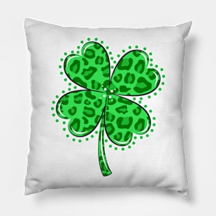 Green Leopard Shamrock Pillow