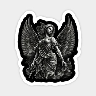 Angel statue in tattoo style | Original design of angel statue with tattoo elements Magnet