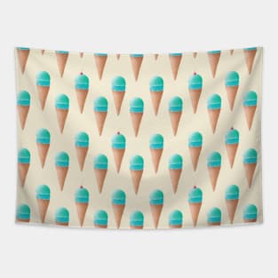 Blue Ice Cream Pattern - Cream Tapestry