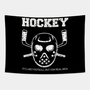 Cool Vintage looking Funny Ice Hockey Vs Football Joke T-Shirt Tapestry