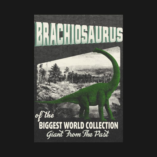 Brachiosaurus Retro Art - The Biggest World Collection / Giant From The Past by LMW Art