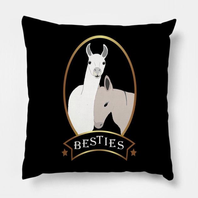 Besties - Llama and Donkey Pillow by PastaBarb1