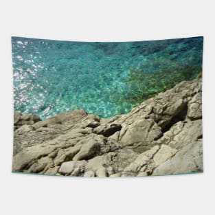 Gorgeous rocky Croatian beach, nature photography Tapestry