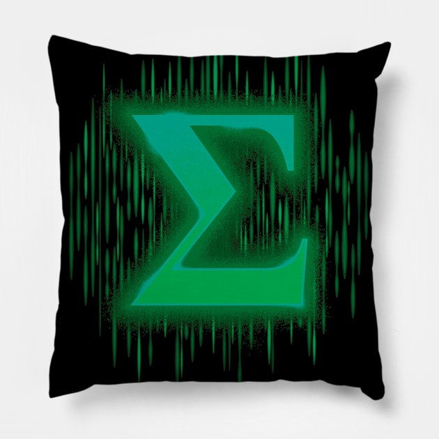 Greek Sigma - Bluey Green Pillow by DCLawrenceUK