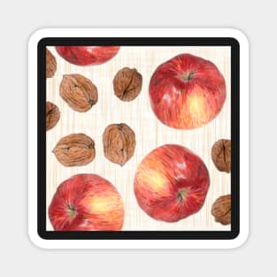 Autumn fruits: apples and walnuts Magnet