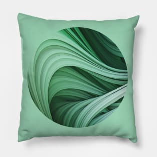 Stranded Strain. Emerald Green Abstract Art Strands. Circle Crop Pillow