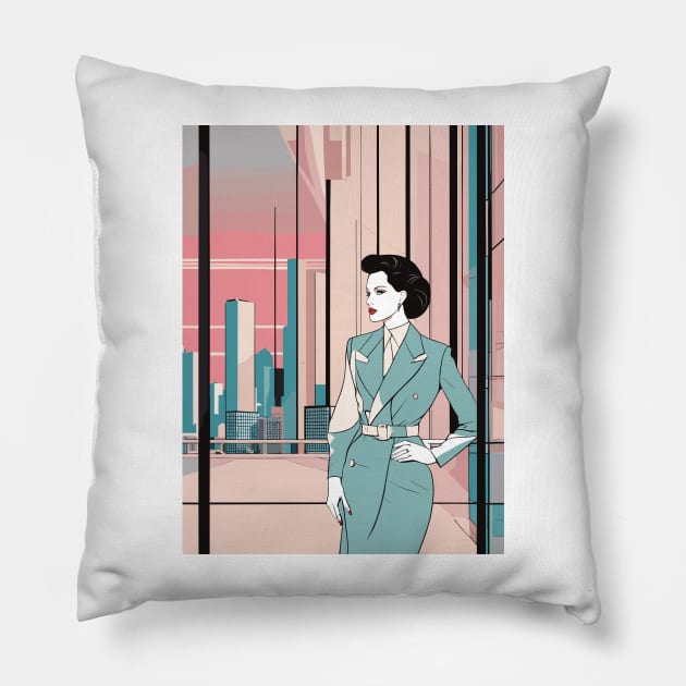 Indomitable Art Deco Patrick Nagel 80s Pillow by di-age7