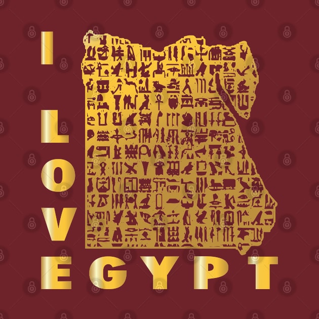 Egypt love-I love Egypt Map of Egypt with the hieroglyphic alphabet by egygraphics