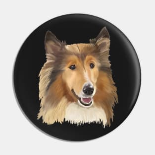 Collie on Black Background Pin