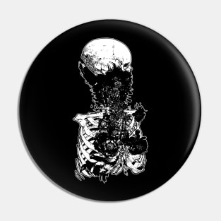 Skull torso black flowers Pin