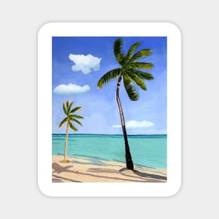 Tropical Island with Palm Trees Magnet