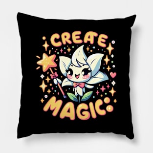 CREATE MAGIC - KAWAII FLOWERS INSPIRATIONAL QUOTES Pillow