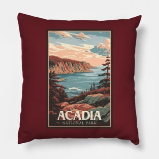 Acadia National Park Vintage Travel Poster Pillow