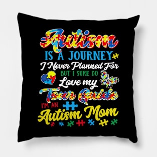 Autism Mom - A Journey I Never Planned , Puzzle Piece Heart Pillow