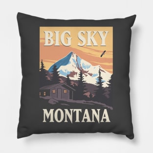 America Big Sky Montana  Country Retro Vintage Style  Travel Poster Apparel Pillow