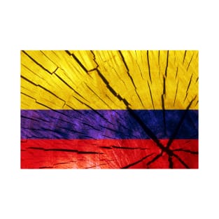Flag of Columbia – Tree Trunk Wood T-Shirt