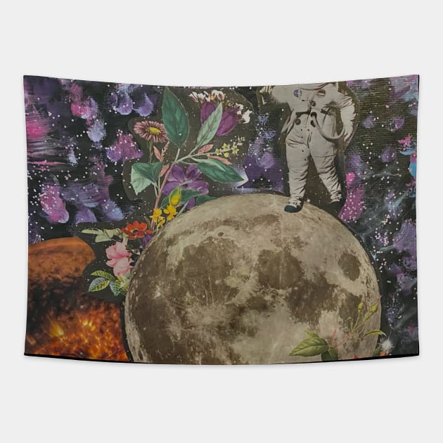 Aesthetic Astronaut Moon Art by Courtney Graben Tapestry by courtneylgraben