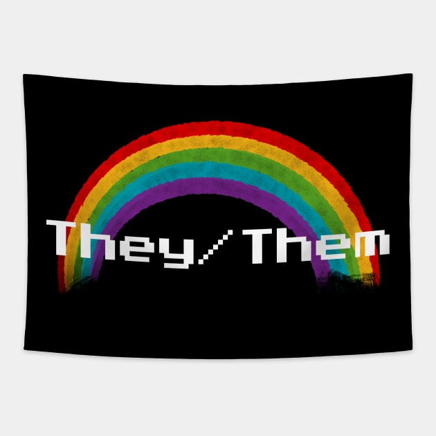 Rainbow Pronouns - They/Them Tapestry by FindChaos