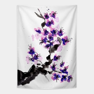 Purple Cherry Blossoms Tapestry