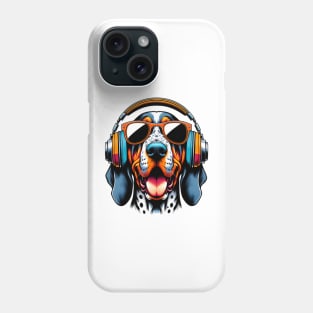 Grinning Bluetick Coonhound as Smiling DJ with Headphones Phone Case