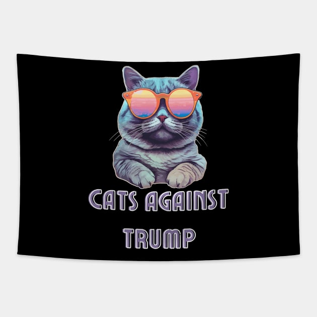 Funny Cats Anti-Trump - Cats Against Trump Tapestry by mkhriesat