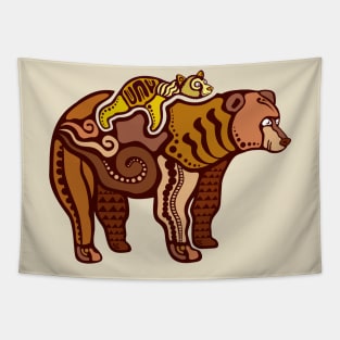 Bear with a Cub Artistic Design in Color Tapestry