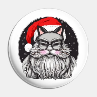 Santa Claus with cat ears and cat whiskers, Christmas festival Pin