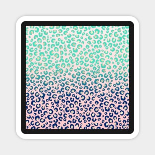 Elegant Gold leopard print Blue Mint Gradient Pink design Magnet