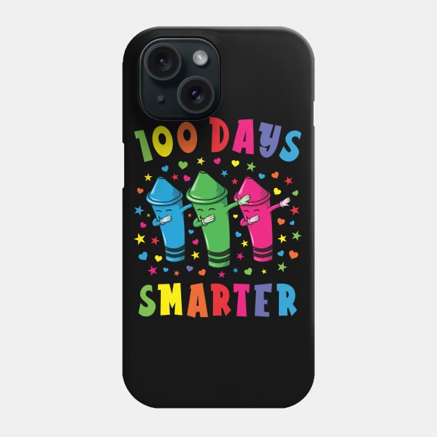 100 Days Smarter 100 Days Of School Dabbing Crayons Phone Case by silentsoularts