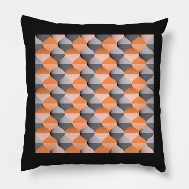 Ogee pattern in sunset orange and warm grey Pillow by IngaDesign