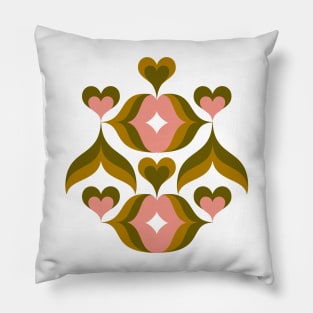 Retro Kisses - Olive Pink Pillow