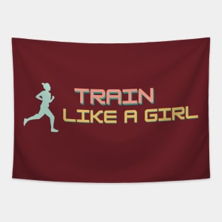 Train like a girl Running Tapestry