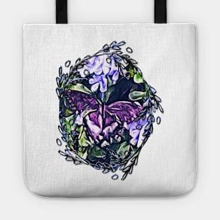 Impression of Summer (Butterfly and Periwinkle) Tote