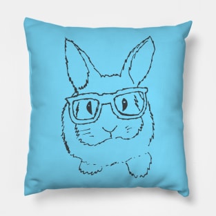 adorable bunny with glasses outline Pillow