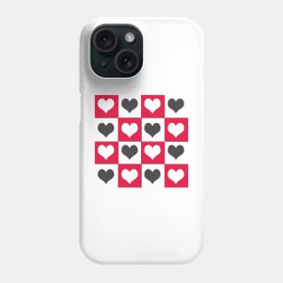 Red and black hearts on a white Phone Case