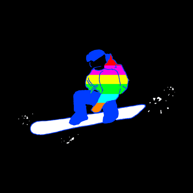Freestyle rainbow snowboarder board grab snowboard trick by Artstastic