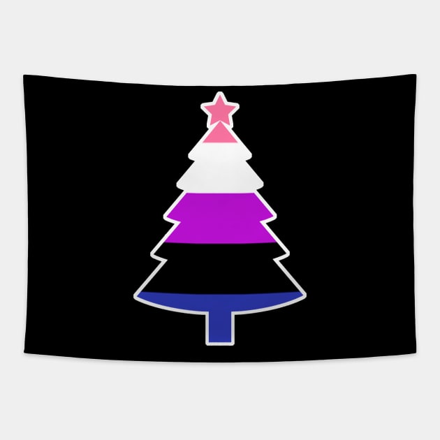 Christmas Tree LGBT Flag Genderfluid Tapestry by aaallsmiles