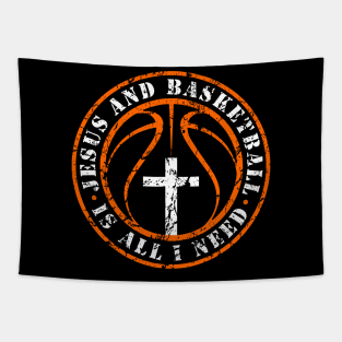 Basketball and Jesus Christian Faith Love Basketball & Jesus Tapestry