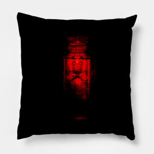 Digital collage, special processing. Wall with some graffiti. Red. Pillow