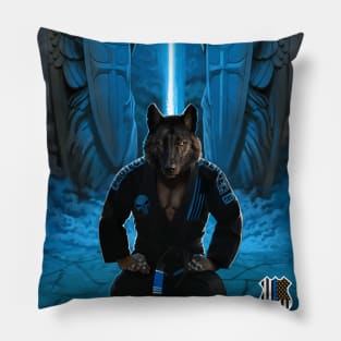 Blue Line Wolf Pillow