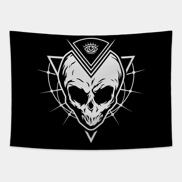 Illuminati Alien Skull Tapestry by Starquake