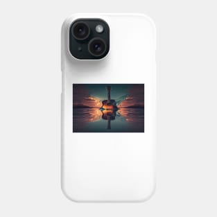 Commercial Guitar Art With Water Splashing In The Sunset Phone Case